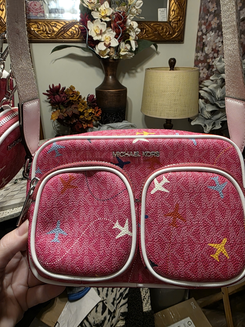 Michael Kors Pink Jet-Print Crossbody Bag